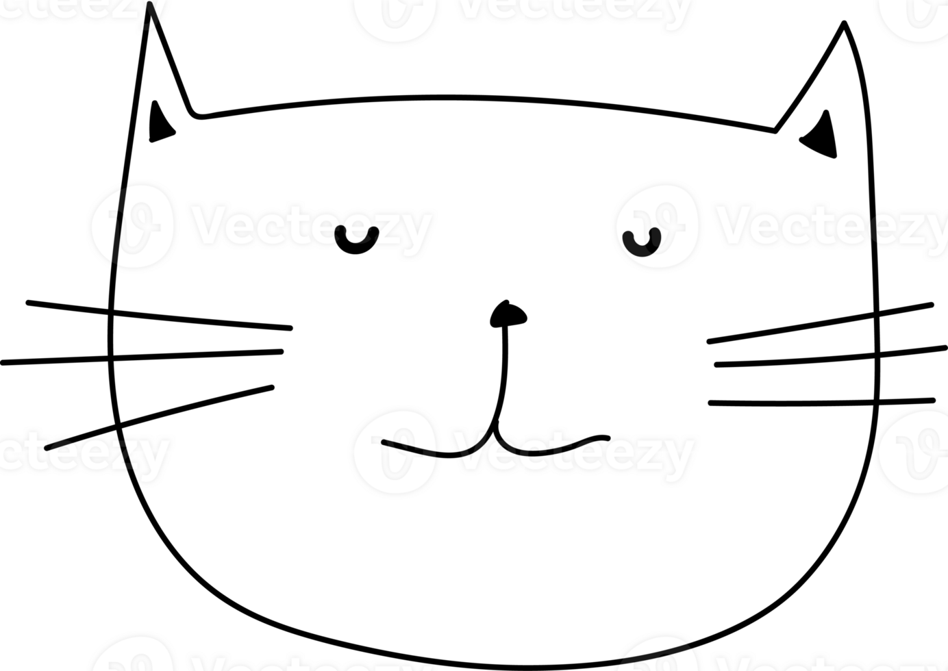 Cute cat cartoon doodle. png