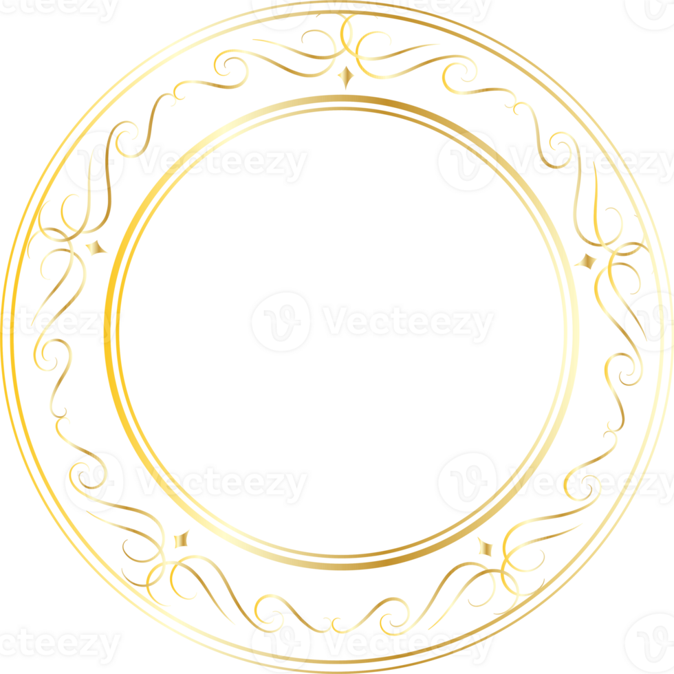 Dividers round gold frames for decoration, Transparent background png