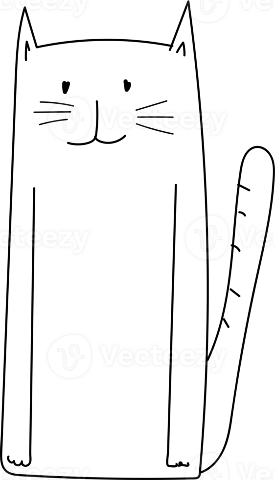 Cute cat cartoon doodle. png