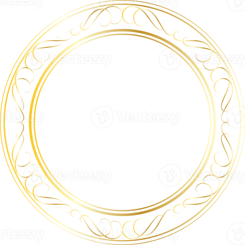 Dividers round gold frames for decoration, Transparent background png