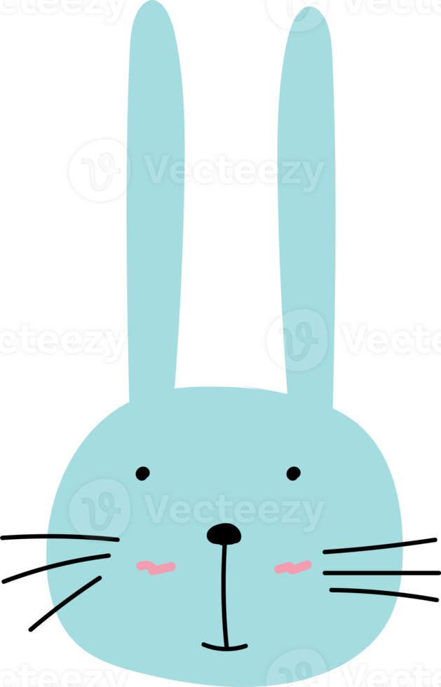 Cute bunny cartoon doodle. png