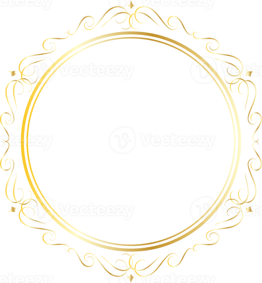 Dividers round gold frames for decoration, Transparent background png