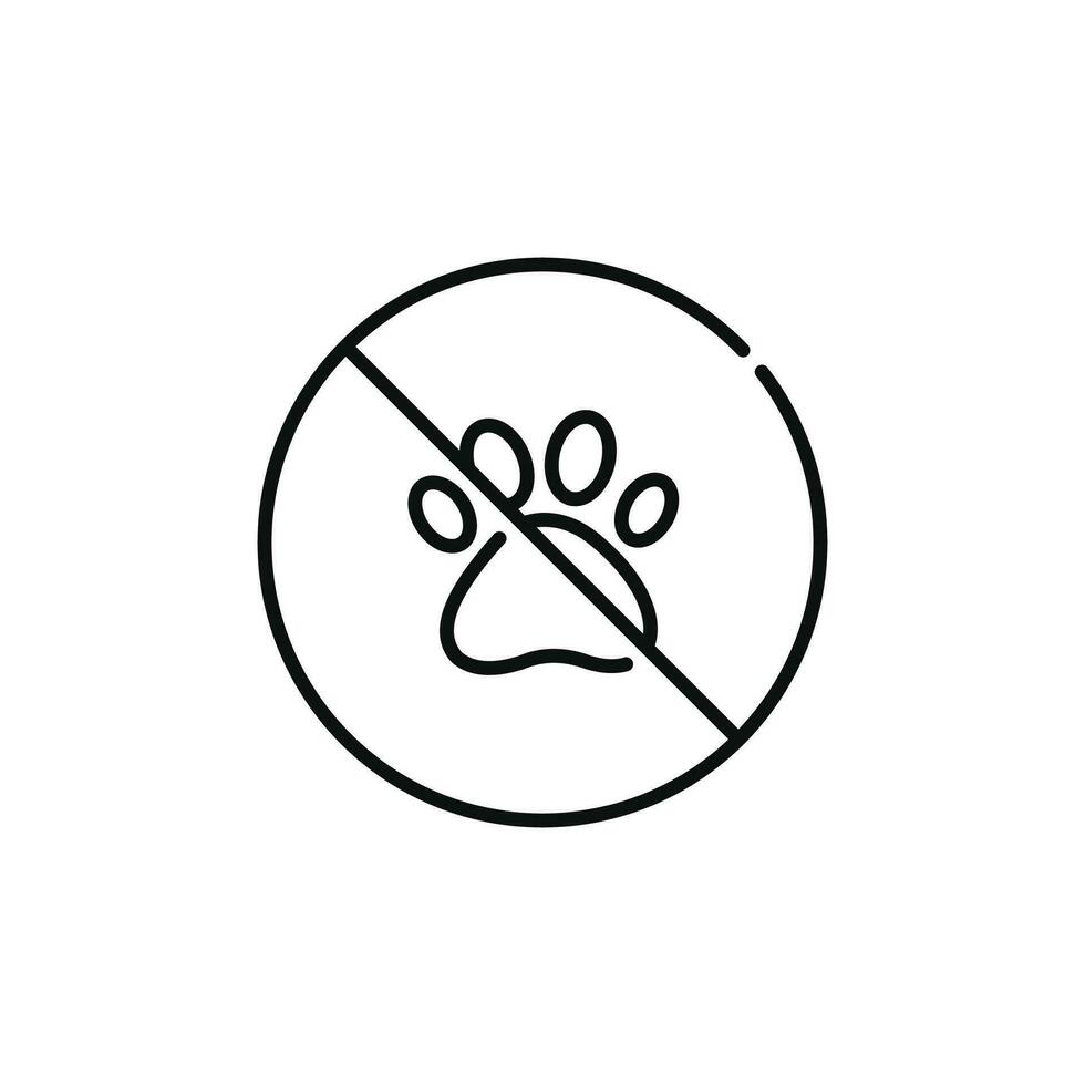 No animal line icon sign symbol isolated on white background. No pets allowed line icon vector