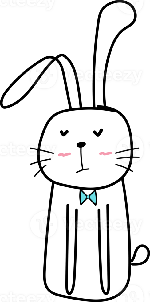 Cute bunny cartoon doodle. png