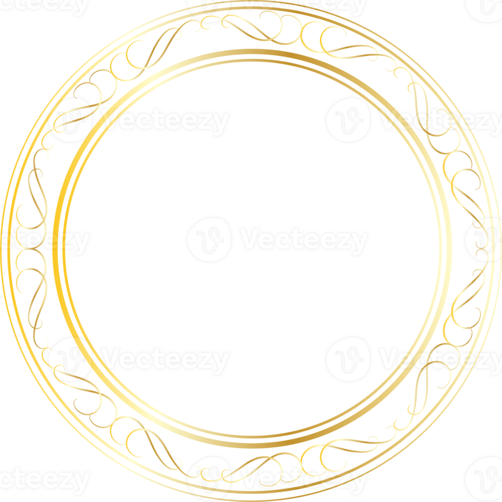 Dividers round gold frames for decoration, Transparent background png