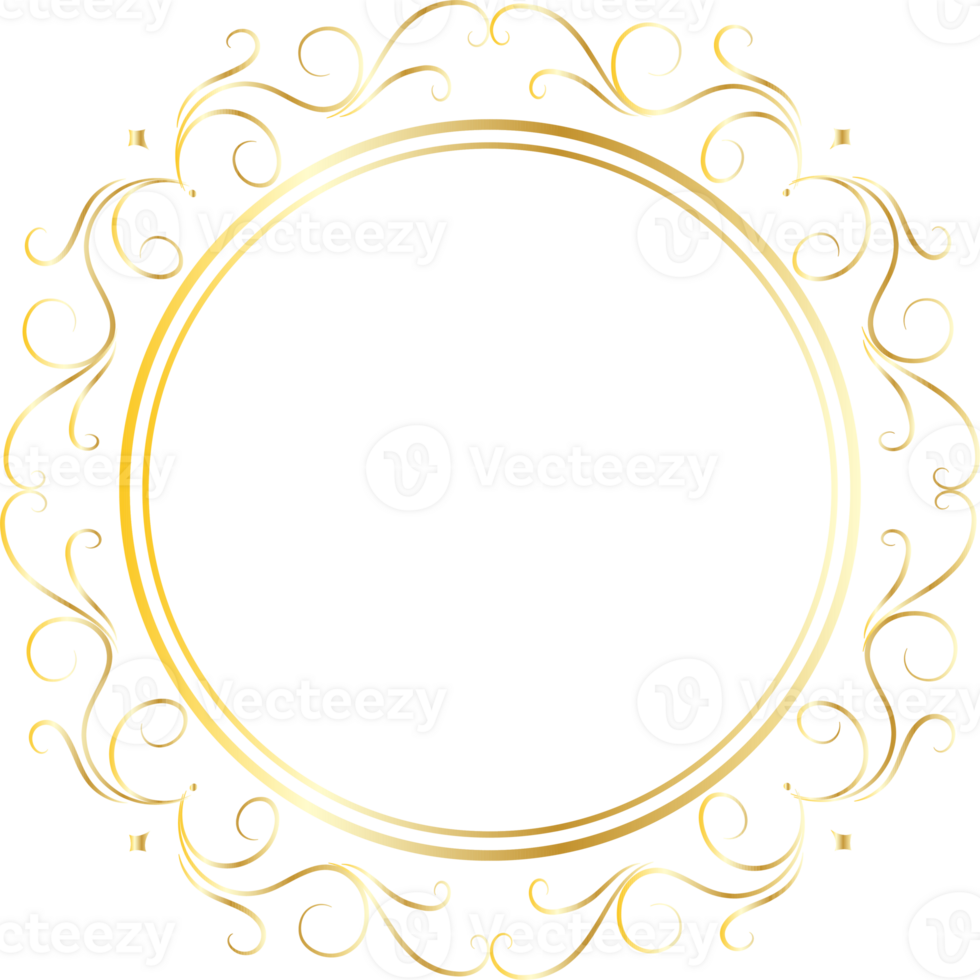 Dividers round gold frames for decoration, Transparent background png