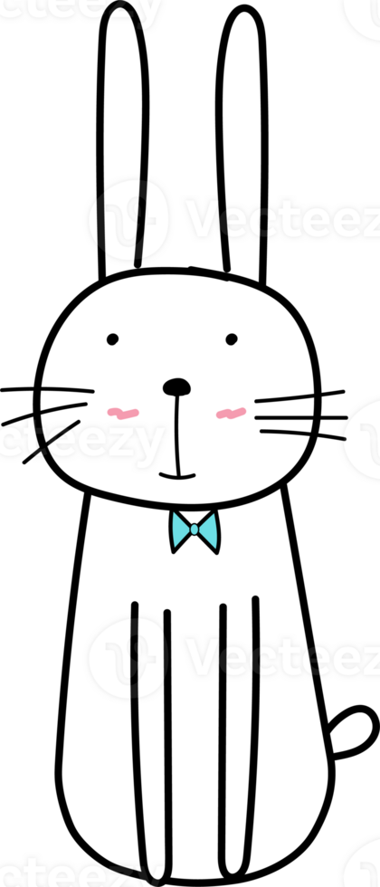 Cute bunny cartoon doodle. png