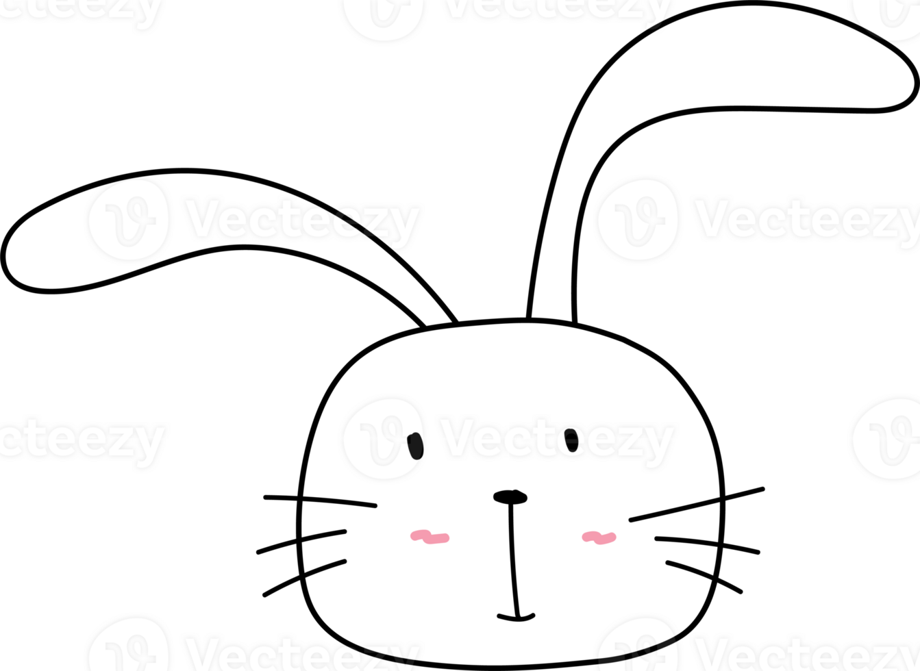 Cute bunny cartoon doodle. png