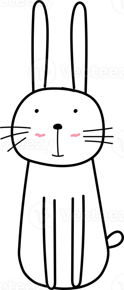 Cute bunny cartoon doodle. png