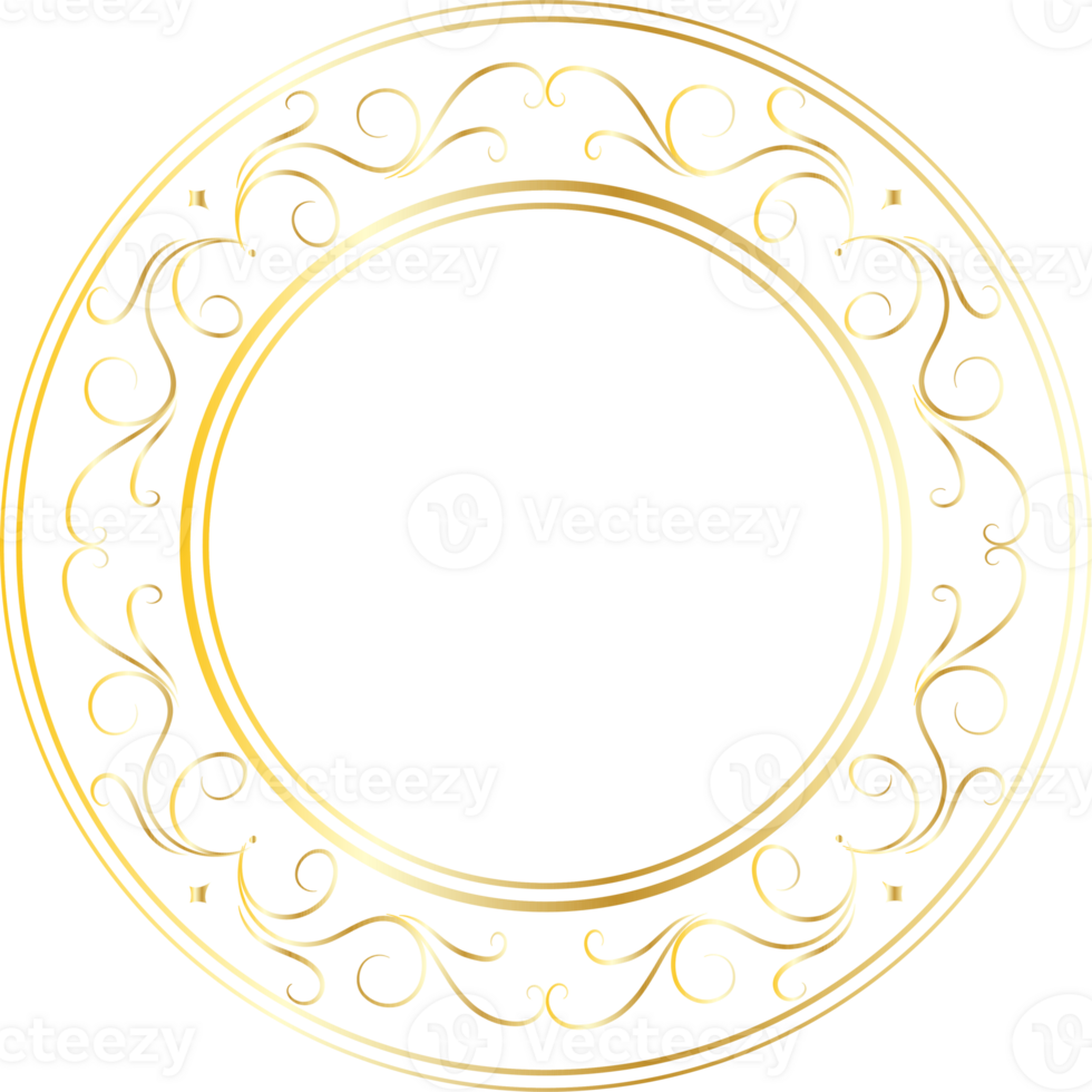 Dividers round gold frames for decoration, Transparent background png