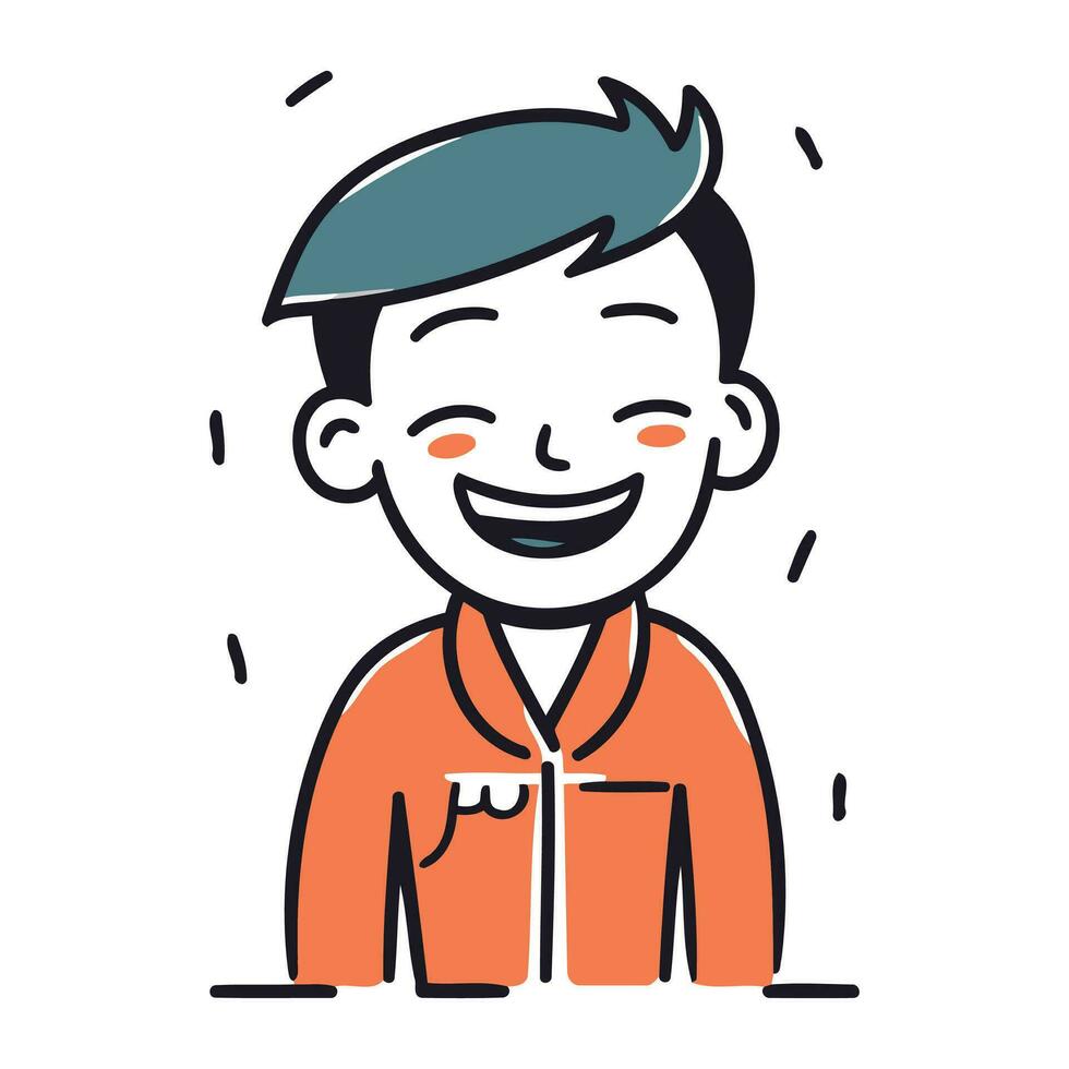 Smiling boy in casual clothes. Vector illustration in linear style.