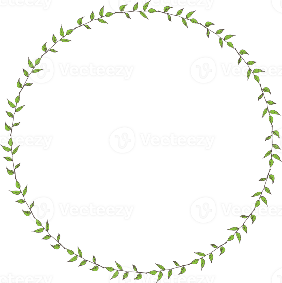 Decorative round leaves frames illustration, Transparent background png