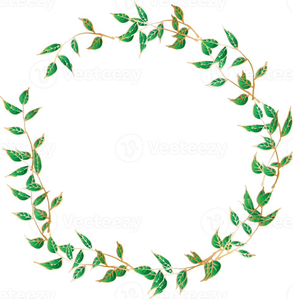 Decorative round leaves frames illustration, Transparent background png