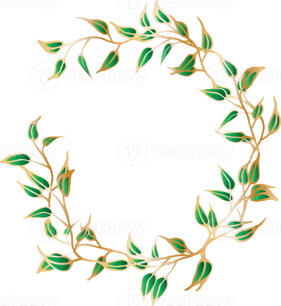 Decorative round leaves frames illustration, Transparent background png