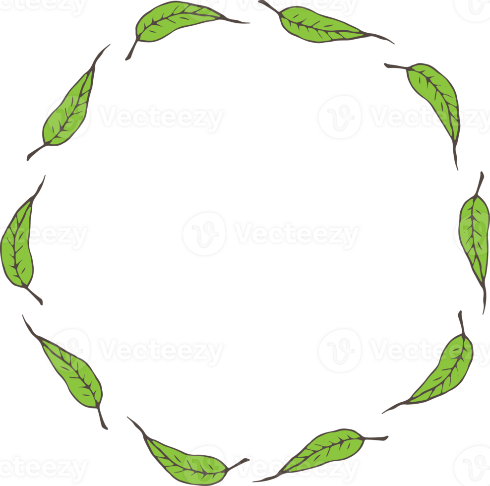 Decorative round leaves frames illustration, Transparent background png