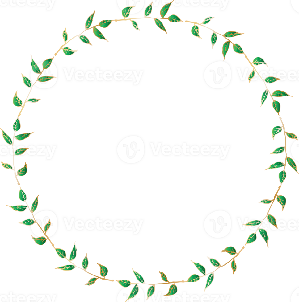 Decorative round leaves frames illustration, Transparent background png