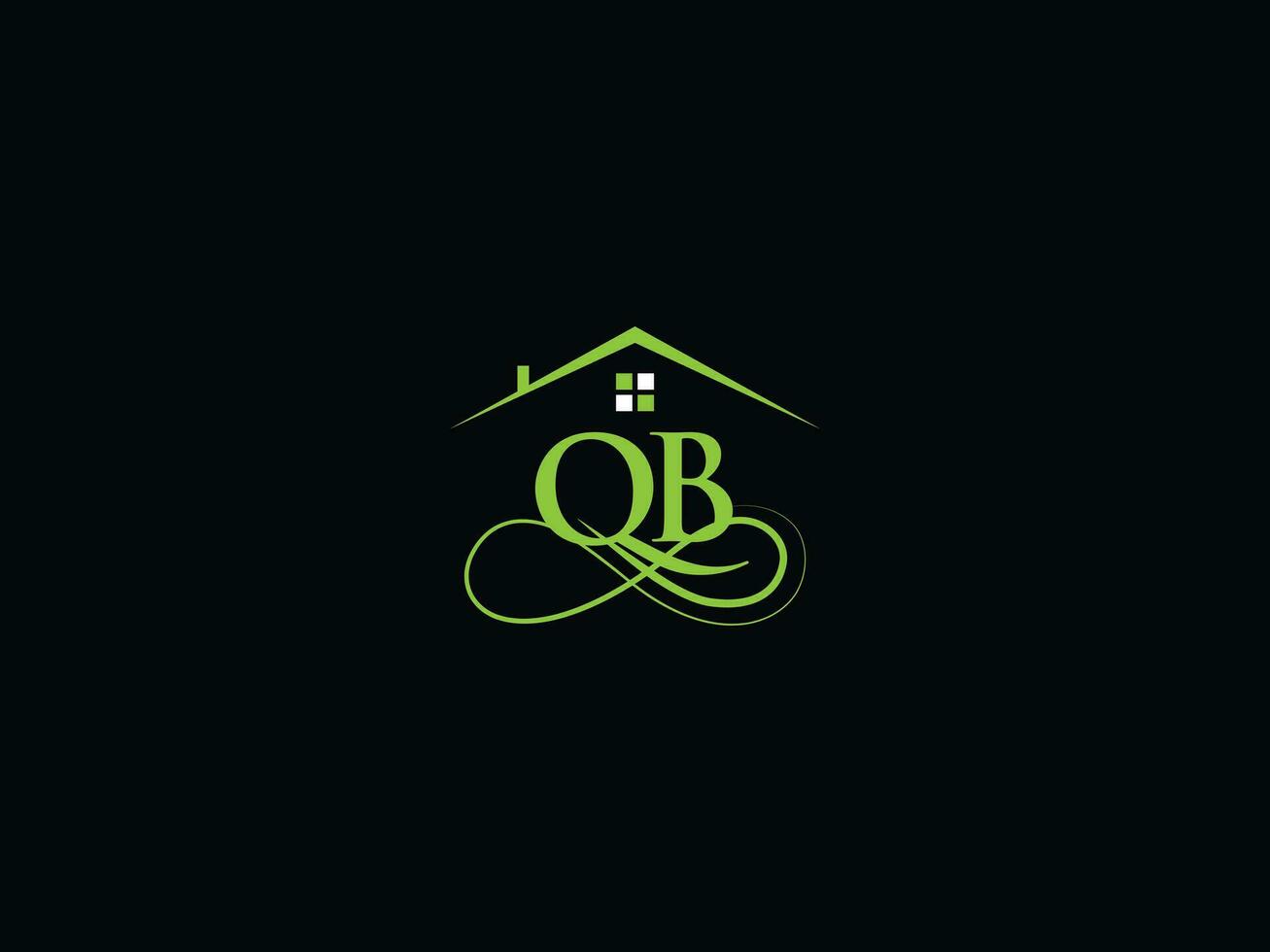 Minimalist Qb Luxury House Logo, Real Estate QB Logo Icon For Building Business vector