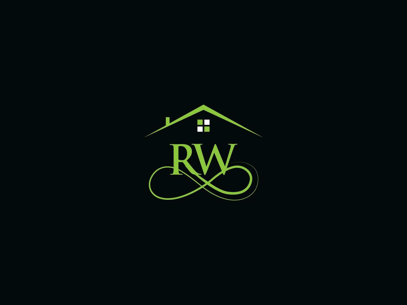 Luxury Building Rw Logo Icon Vector, Minimalist RW Real Estate Logo Design vector