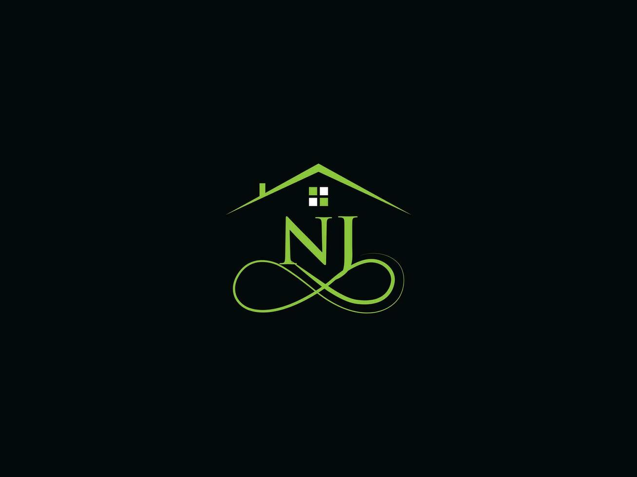 Real Estate Nj Logo Image, Luxury NJ Modern Building Letter Logo vector