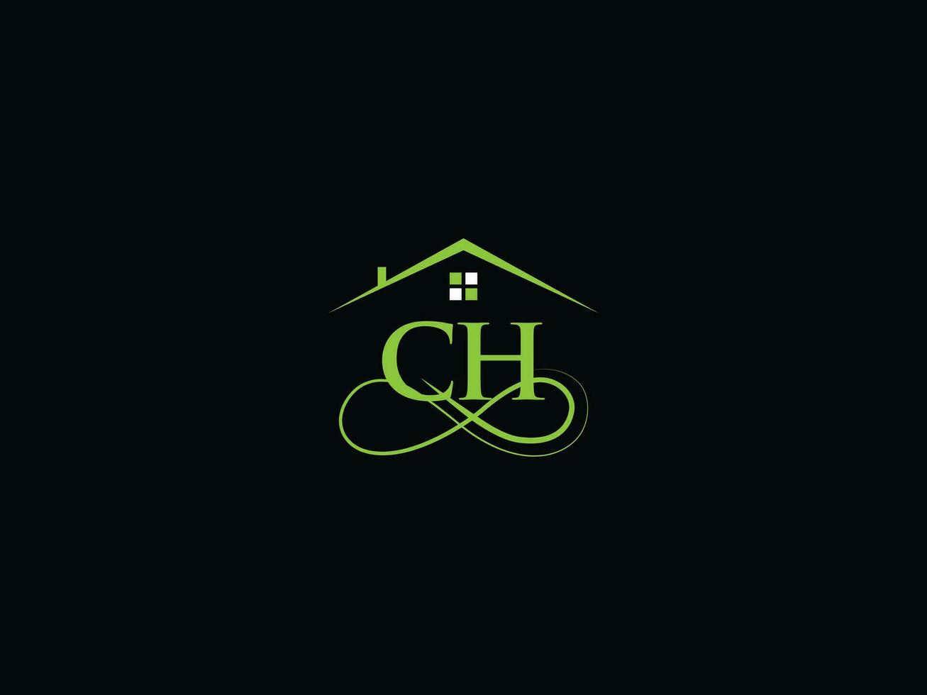 real inmuebles ch logo vector, lujo ch edificio logo para negocio vector