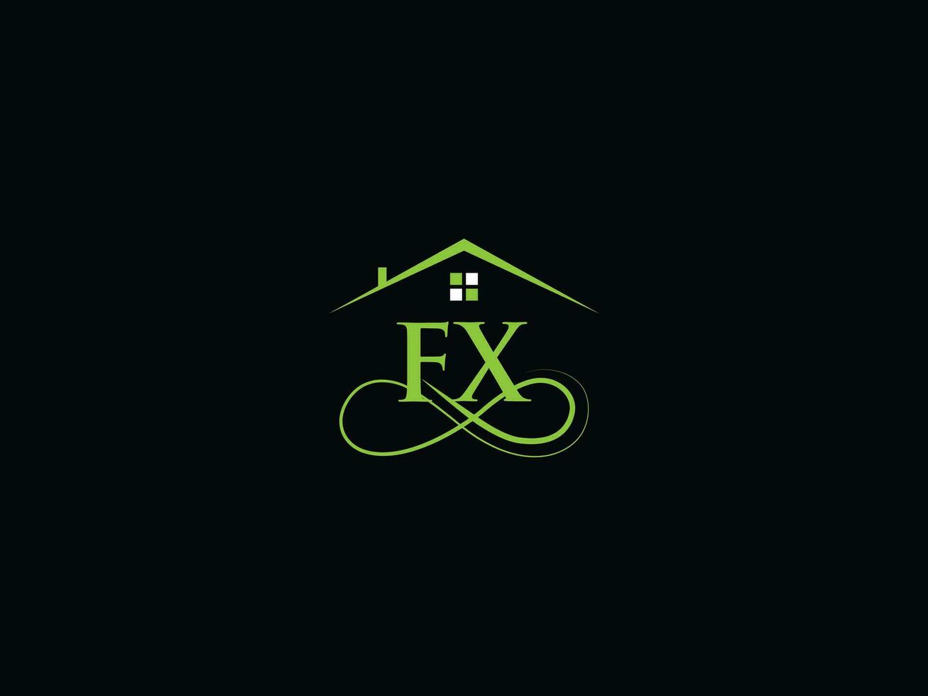 real inmuebles fx logo marca, minimalista fx edificio lujo hogar logo icono vector