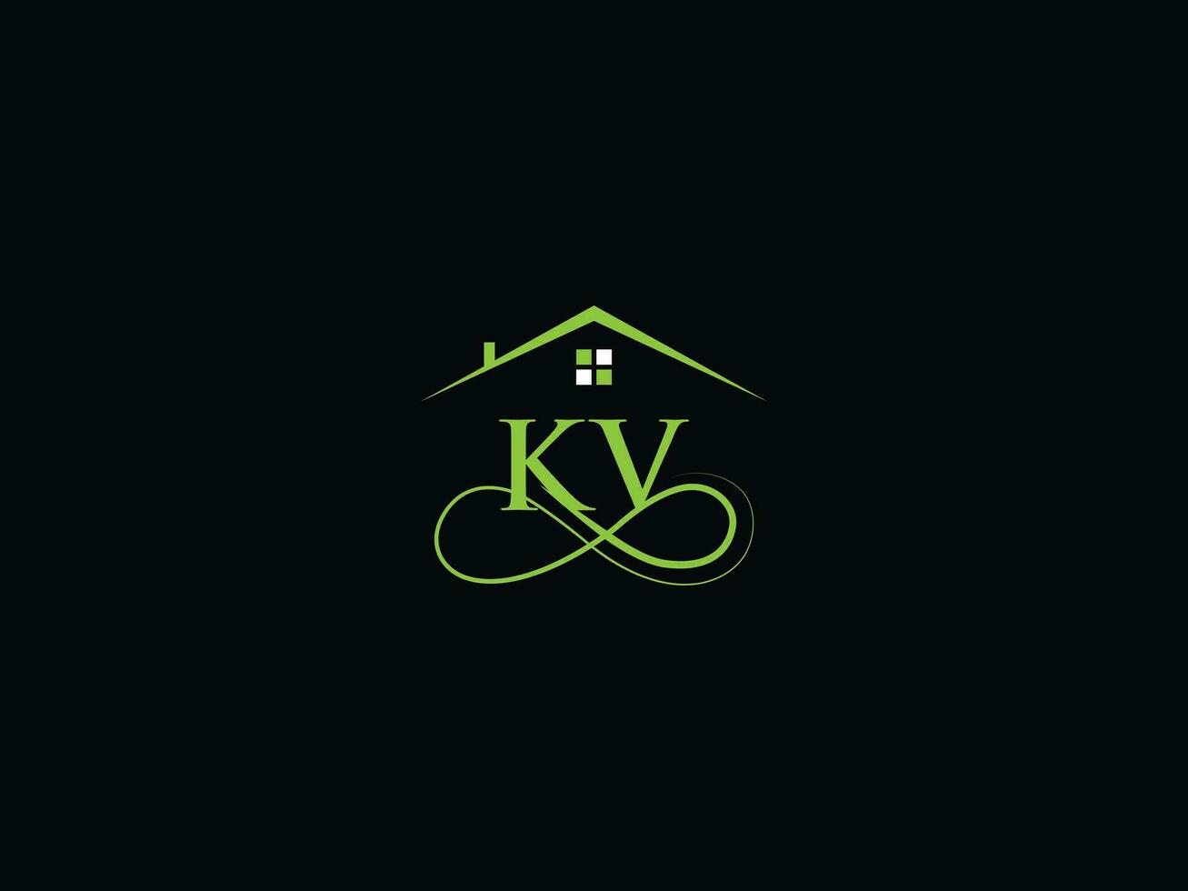 monograma kv edificio logo icono, real inmuebles kv logo letra diseño vector