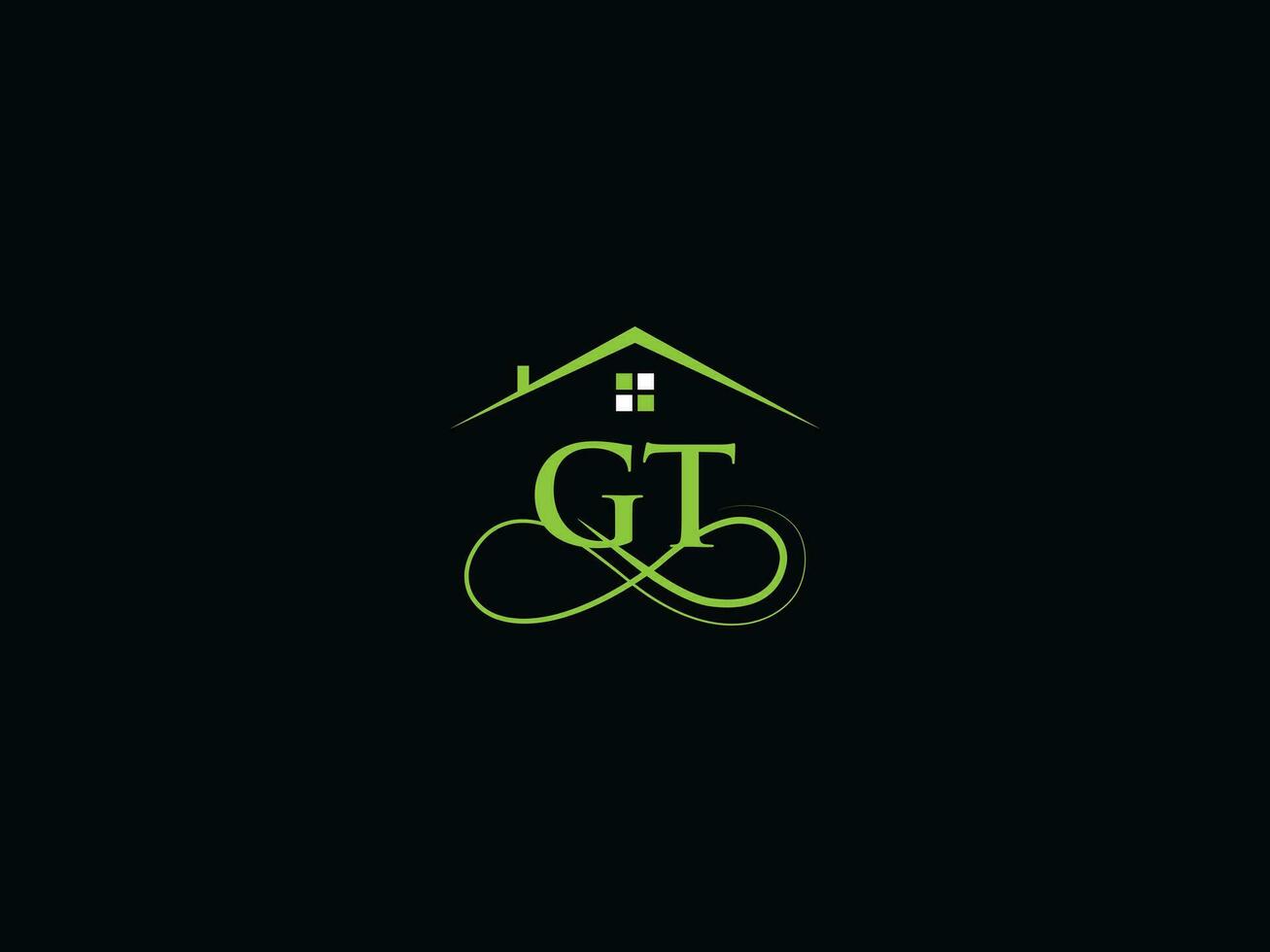 Creative Gt Real Estate Logo, Initial GT Logo Letter Icon Vector For Building