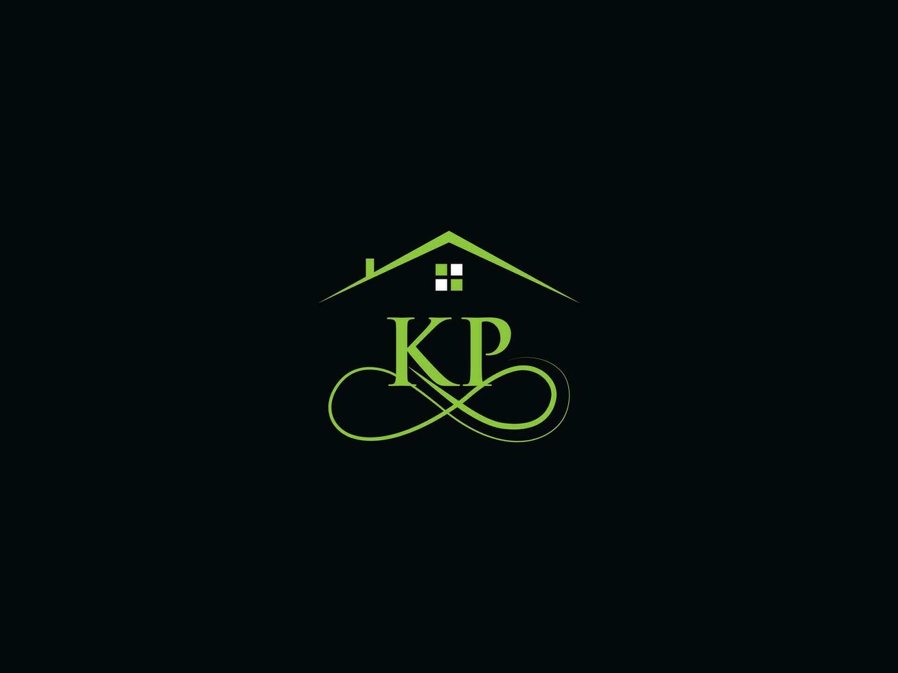 monograma kp edificio logo icono, real inmuebles kp logo letra diseño vector