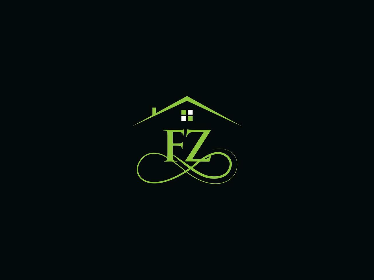 Real Estate Fz Logo Branding, Minimalist FZ Building Luxury Home Logo Icon vector