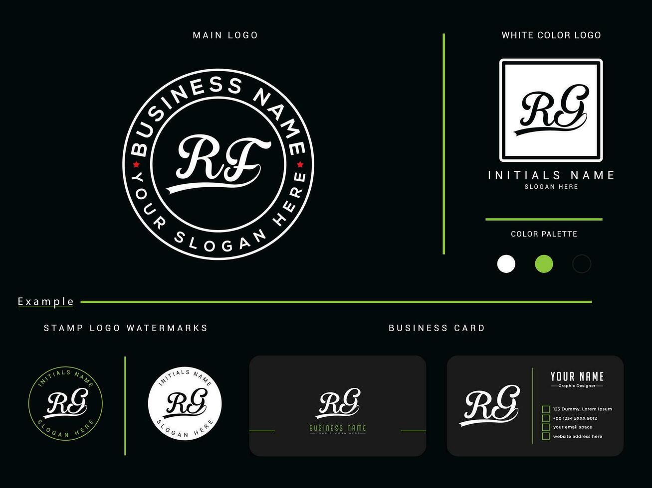 Initial Vector Rf Logo Letter, Monogram RF Circle Logo With Business Card