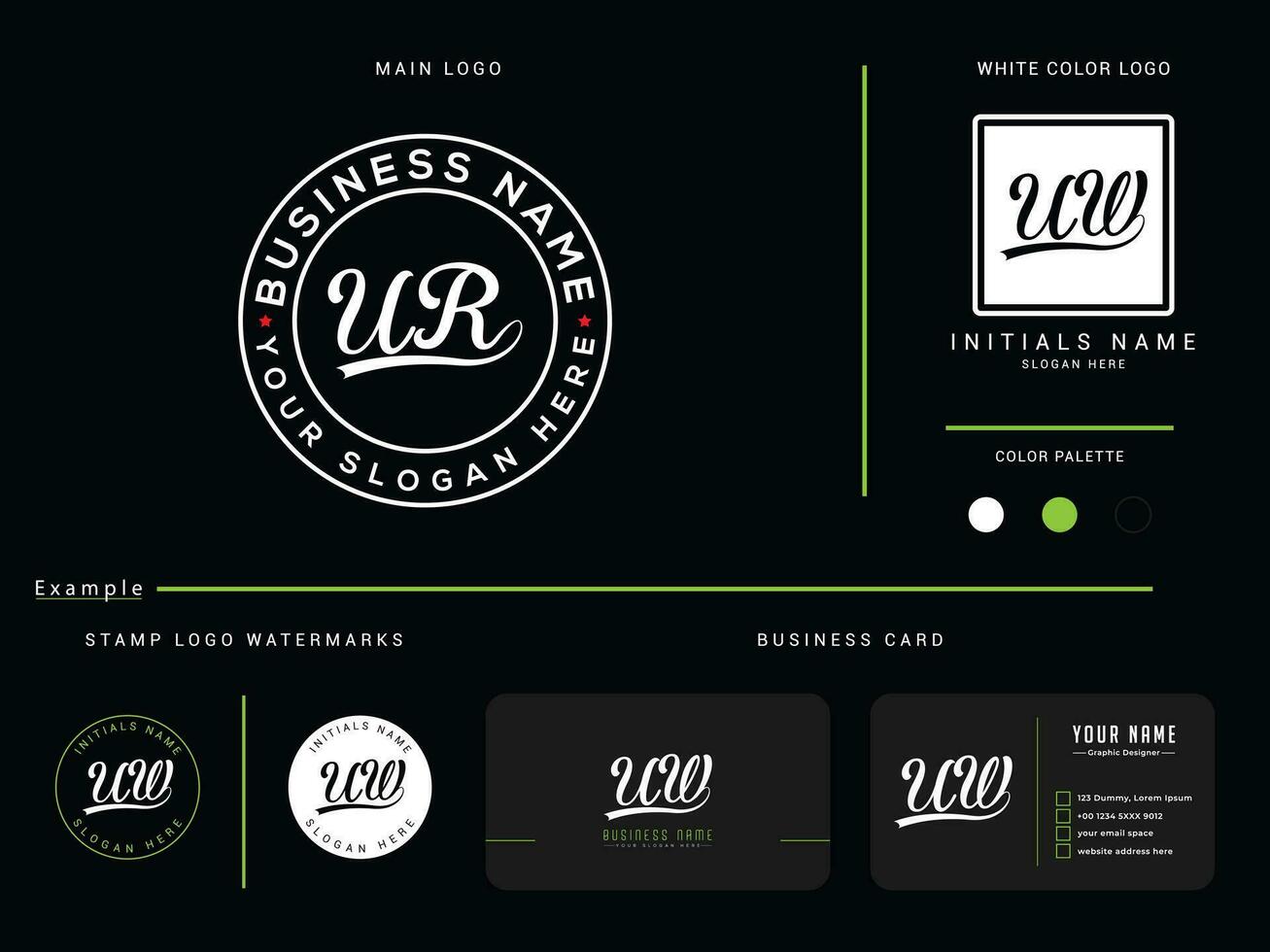 Ur Logo Icon, Circle UR Logo Letter Vector With Business Card