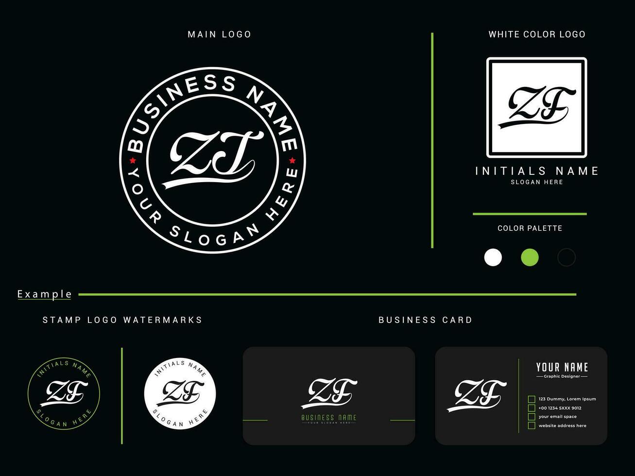 Initial Zt Circle Luxury Logo Icon, Minimalist ZT Logo Letter With Business Card Design vector