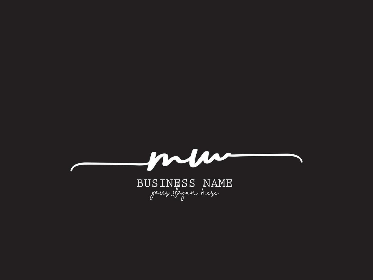 Minimal Mw Logo Icon, Feminine MW Signature Logo Letter vector