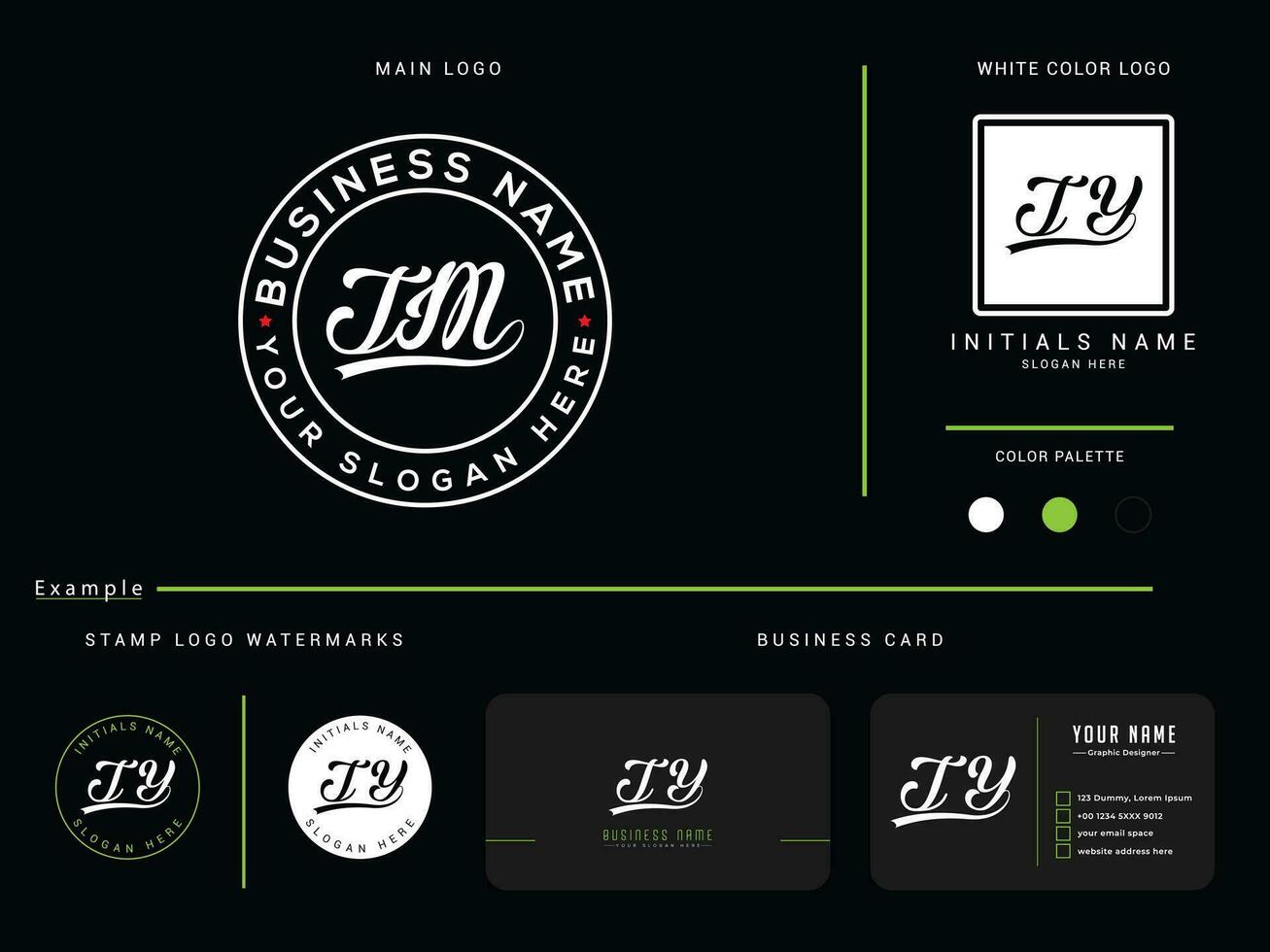 Minimalist Tm Circle Logo, Minimal TM Logo Icon Vector With Business Card