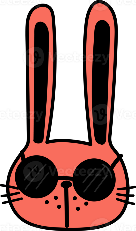 Cute bunny cartoon doodle. png