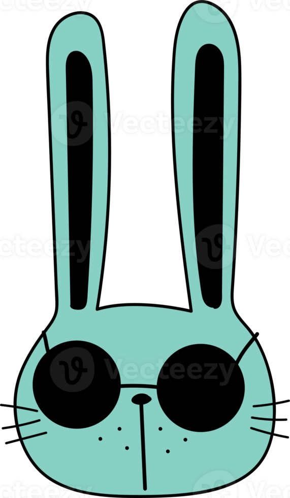 Cute bunny cartoon doodle. png