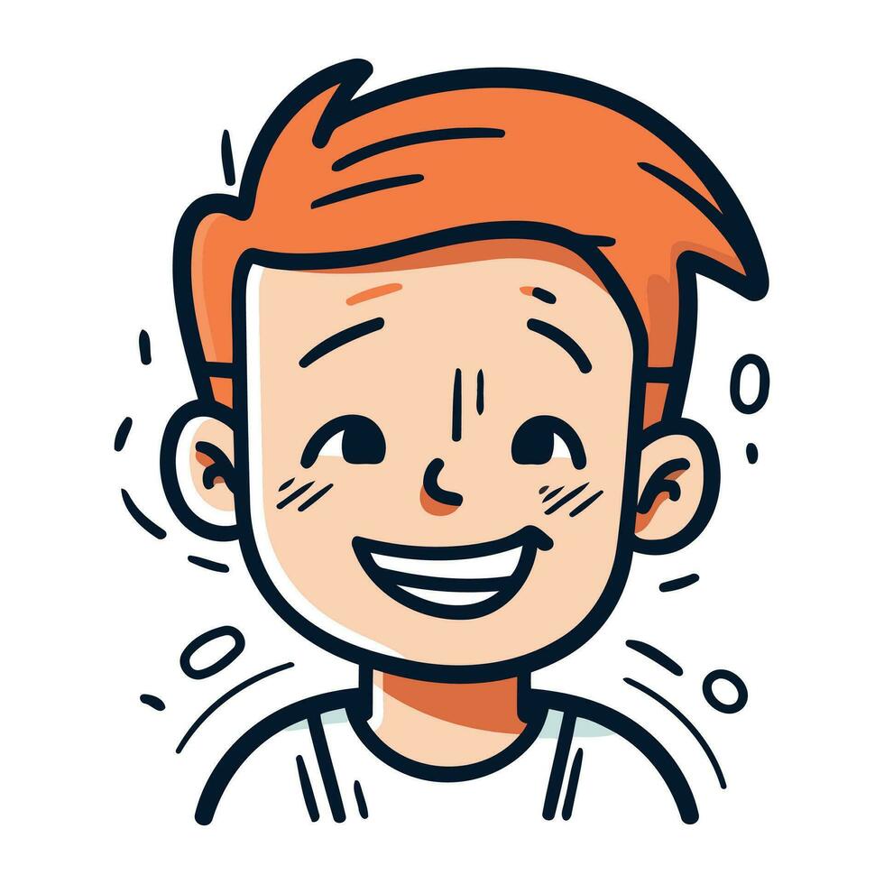 sonriente cara de un joven hombre con rojo cabello. vector ilustración