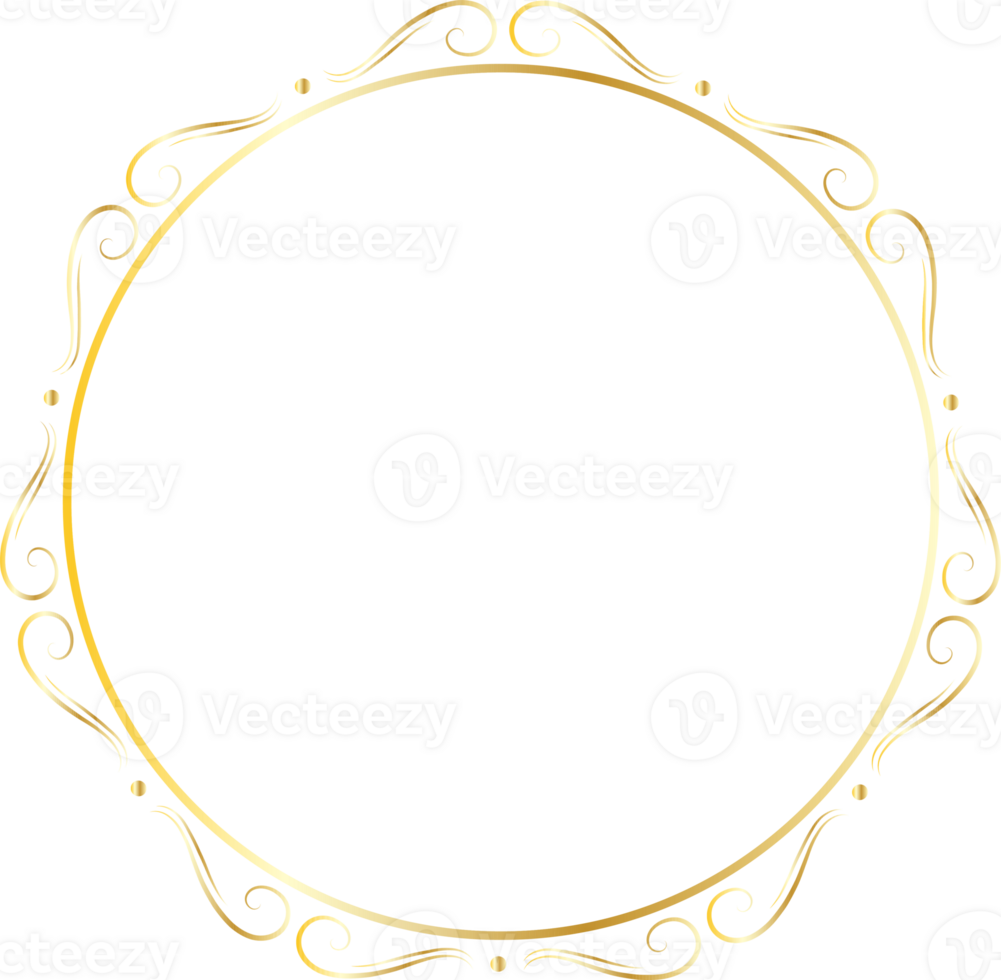 Gold round frames for decoration, Transparent background png