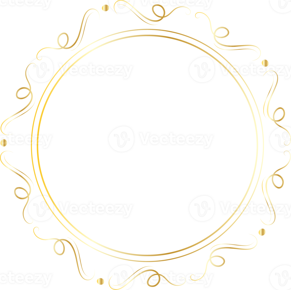 Gold round frames for decoration, Transparent background png