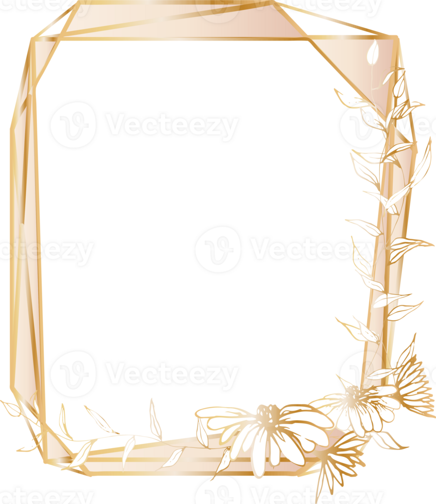 Gold geometric frame illustration. png