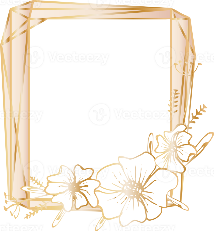 Gold geometric frame illustration. png