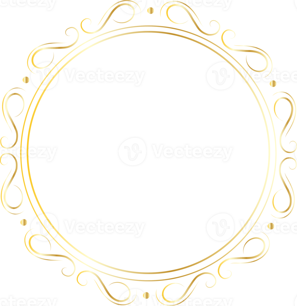 Gold round frames for decoration, Transparent background png
