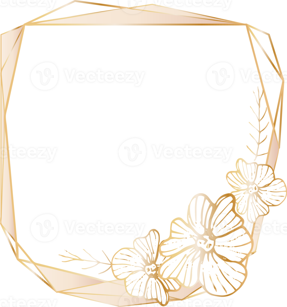 Gold geometric frame illustration. png