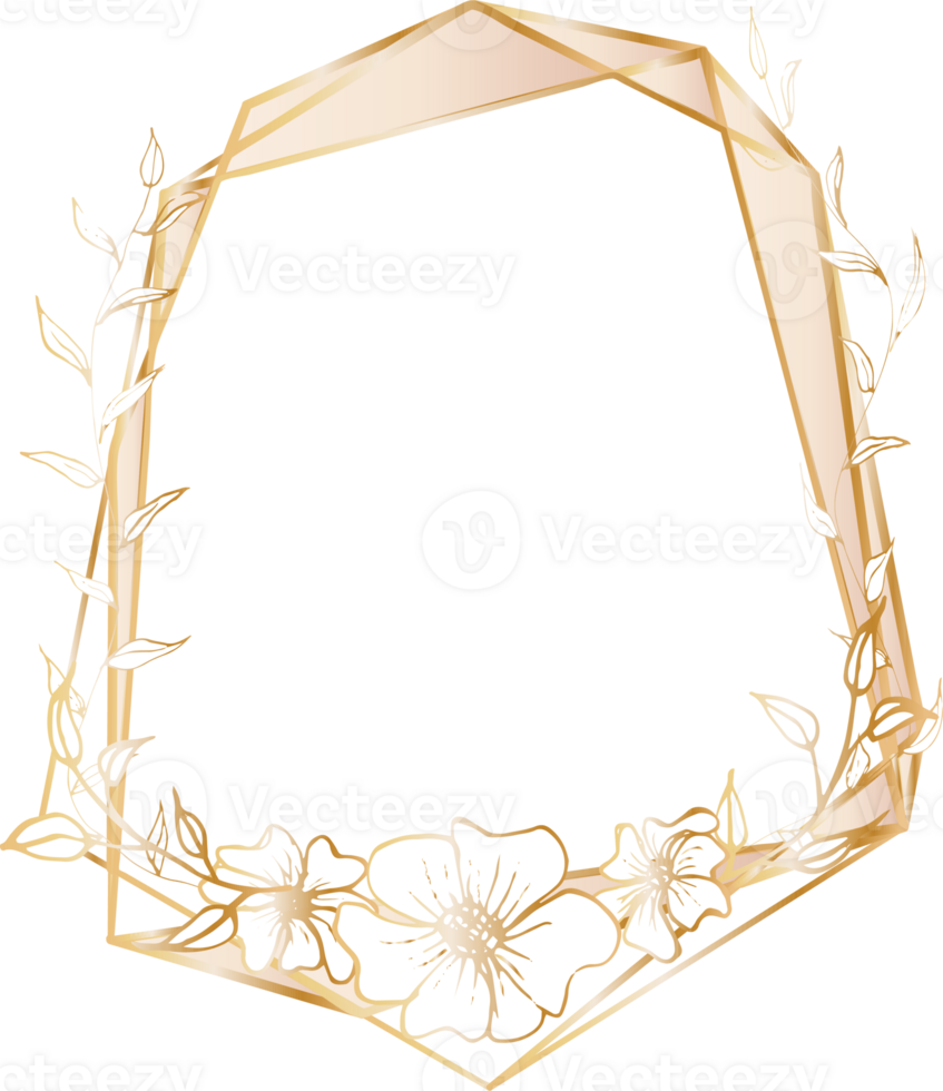 Gold geometric frame illustration. png