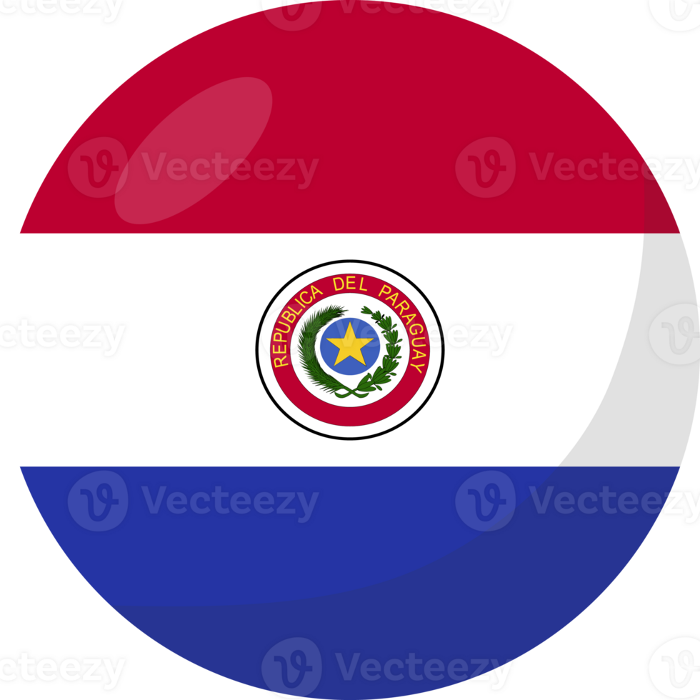 Paraguay flag circle 3D cartoon style. png