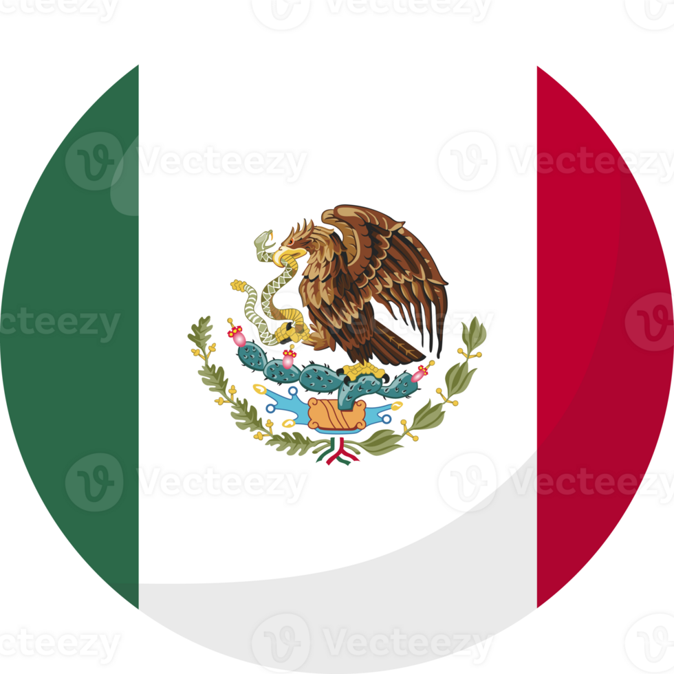 Mexico flag circle 3D cartoon style. png