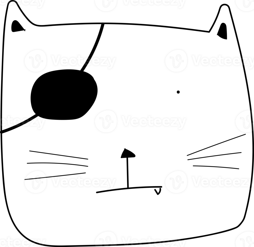 Cute cat cartoon doodle. png