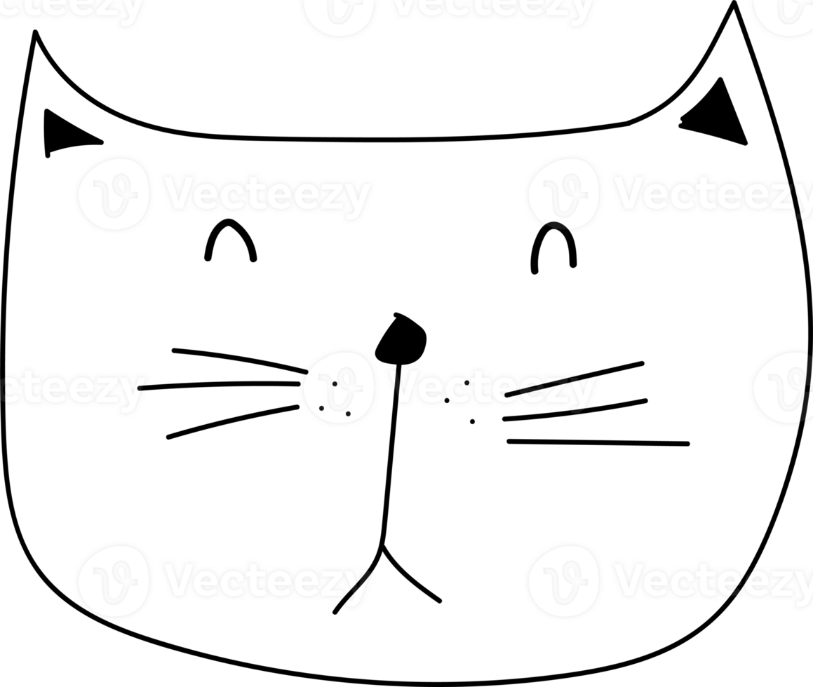 Cute cat cartoon doodle. png