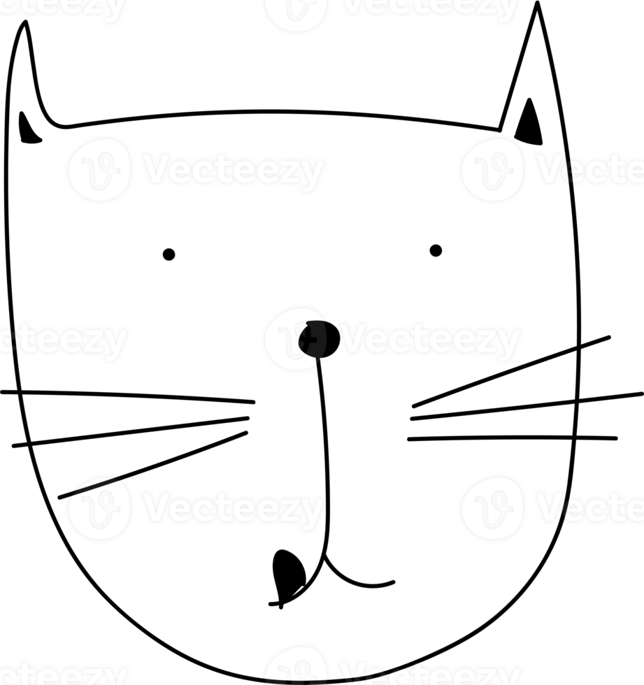 Cute cat cartoon doodle. png