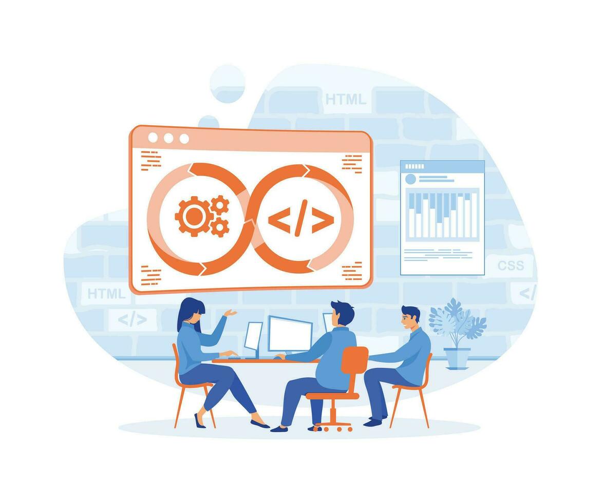devops team abstract concept vector illustration software development team member agile workflow devops team model it teamwork project management integrated practice abstract metaphor.